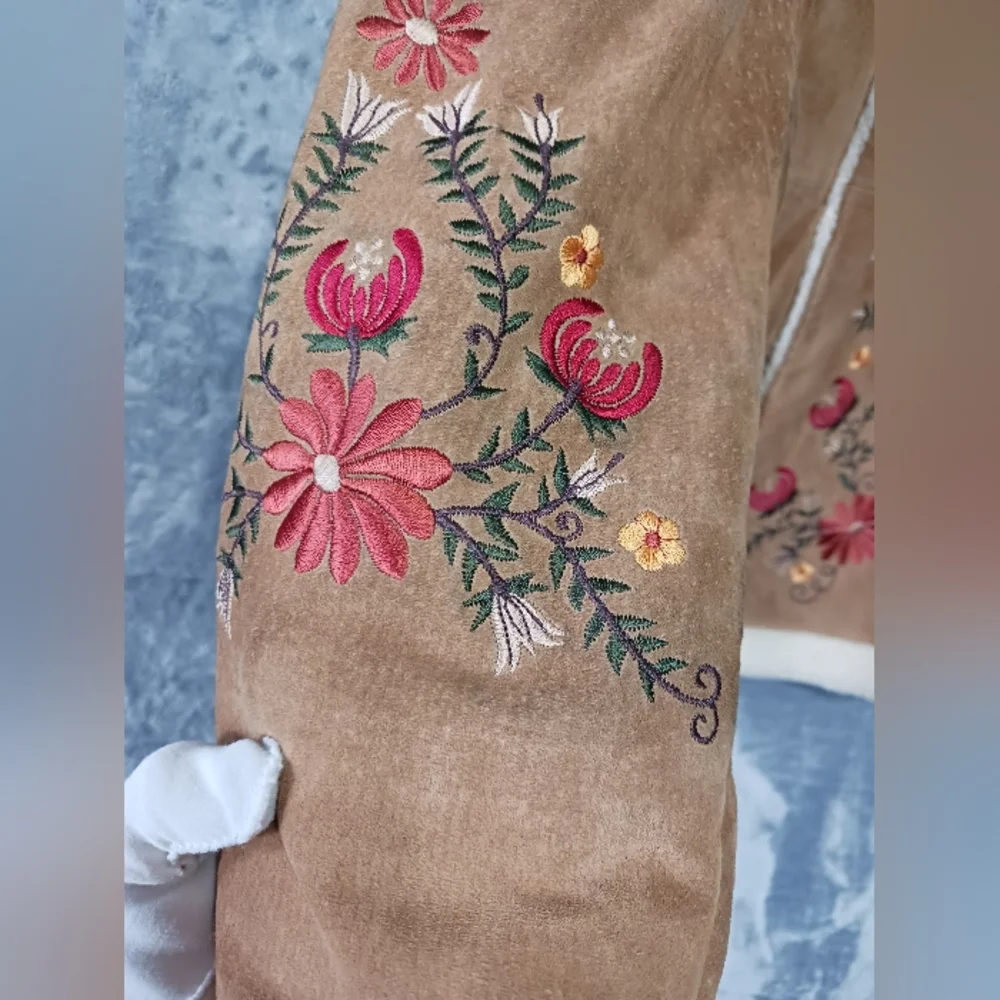 St. John's Bay XL  Faux Suede 90s Vintage Jacket Warm Pockets Floral - Picture 13 of 16